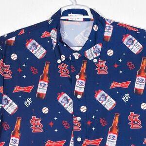 St Louis Cardinals Promotional Budweiser Mens L Button Down Shirt MLB Baseball